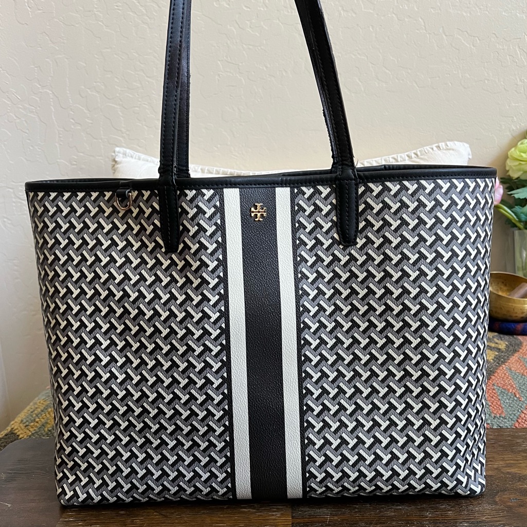 Tory Burch Ever Ready T Monograms Coated Canvas/Leather Xl Tote